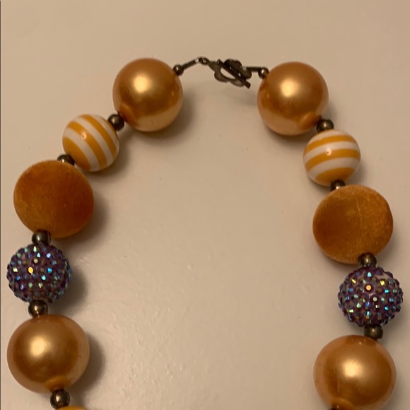 Gold and Orange Bohemian Necklace with Decorative Charm - Picture 3 of 7